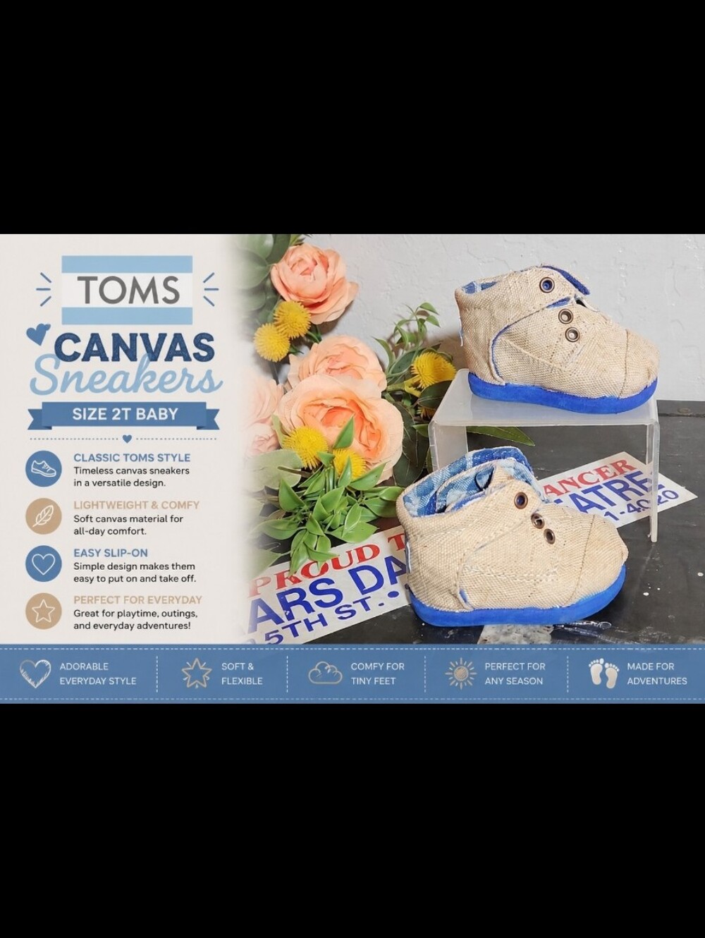 TOMS Canvas Sneaker 2T Baby Euc